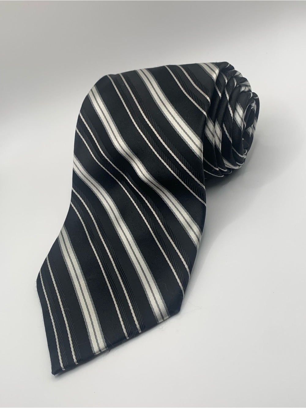 Pierre Cardin Black with Silver Stripe Men's Tie